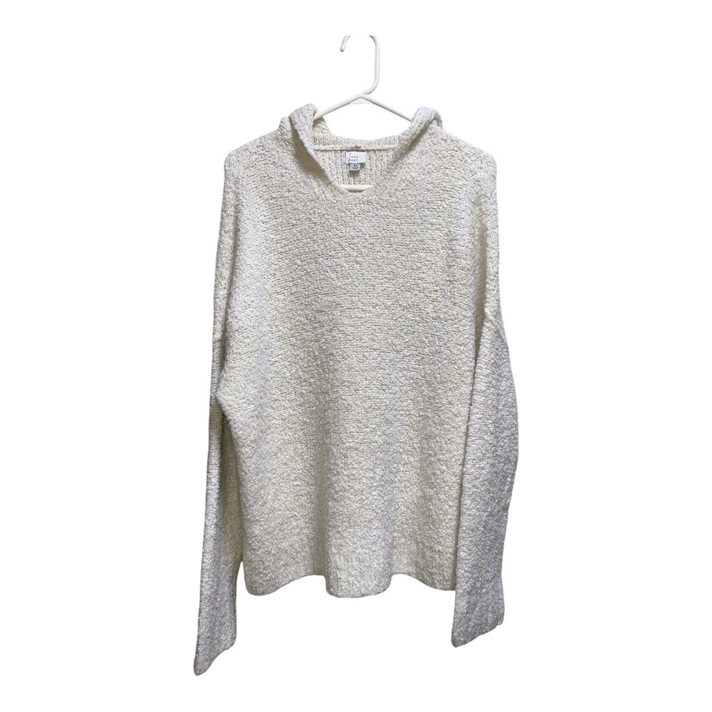 A New Day Womens XL Cream Boucle Wool Blend Hooded Pullover Sweater